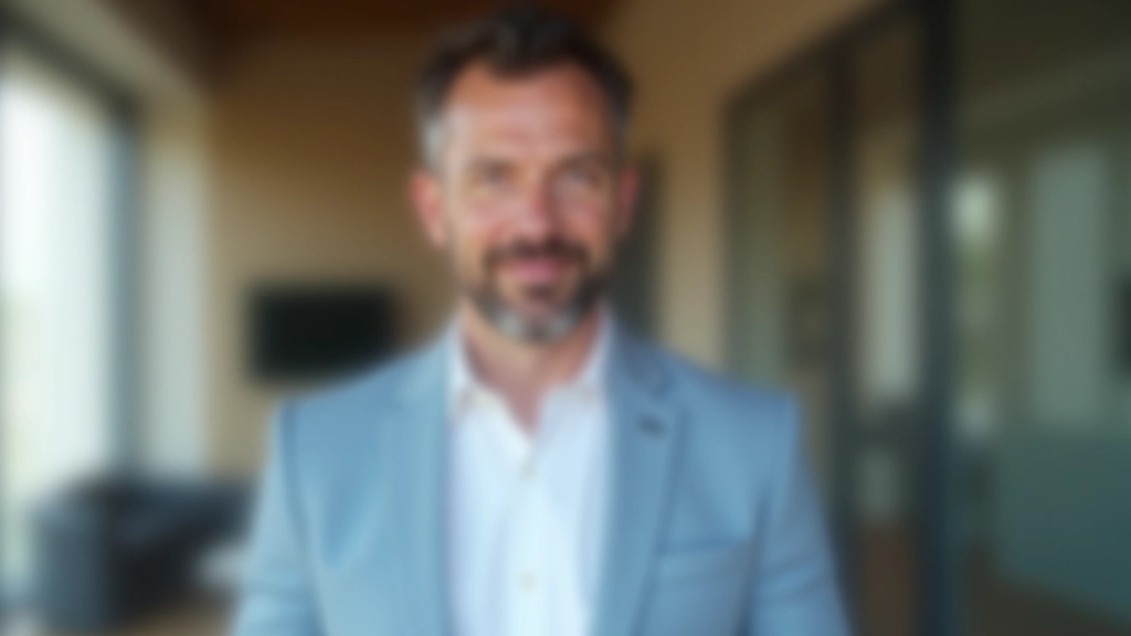 Conseiller financier expert, homme dans la quarantaine, portrait professionnel en costume bleu ciel